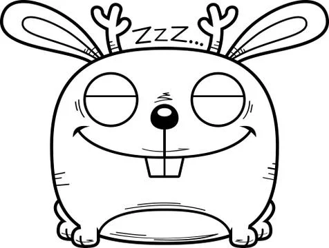 Cartoon Jackalope Napping Stock Illustration