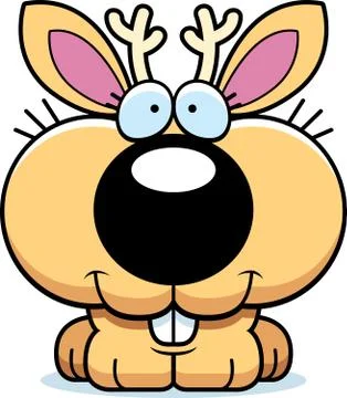 Cartoon jackalope smiling Stock Illustration
