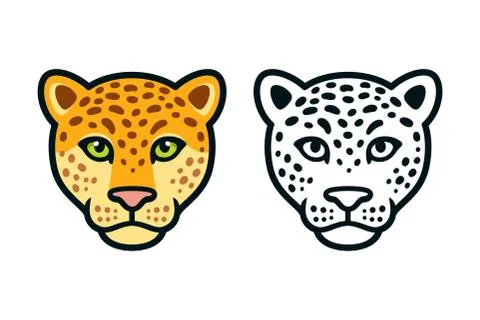 Cartoon jaguar leopard head Illustrazione stock