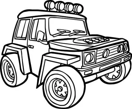 Cartoon jeep. border 스톡 일러스트