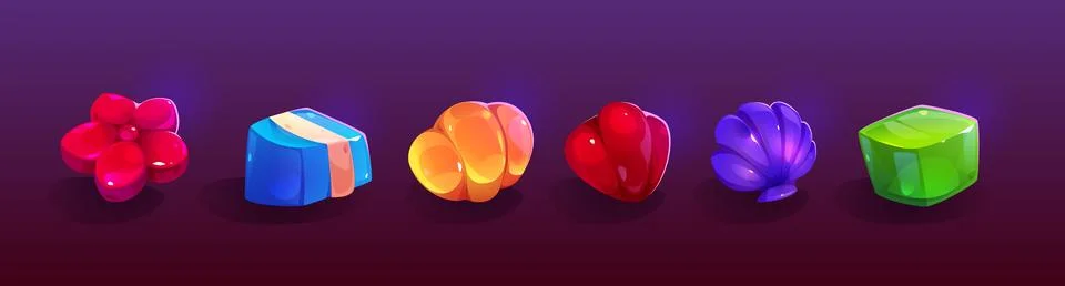 Cartoon jelly candy ui interface vector button Illustrazione stock