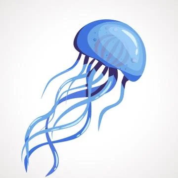 Cartoon jellyfish on a white background. Vector illustration Stock Illustration