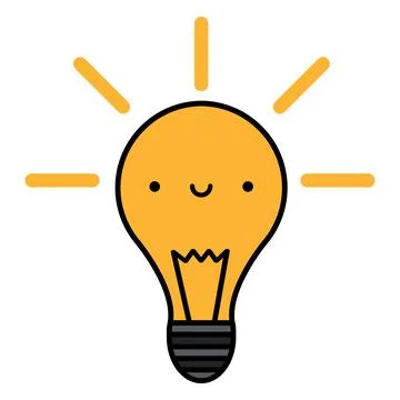 Cartoon joyful light bulb. Vector simple illustration Illustrazione stock