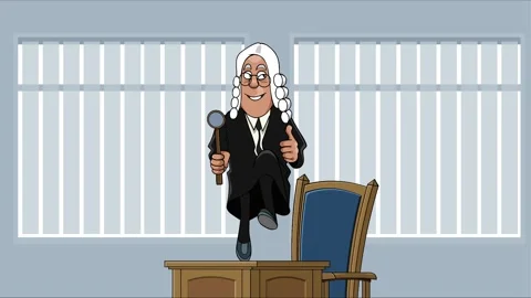 Cartoon judge dancing on the table Stock Footage 275631599
