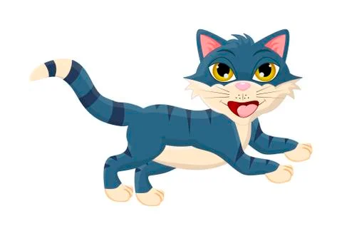 Cartoon jumping cat  vector symbol icon design. Stock Illustration