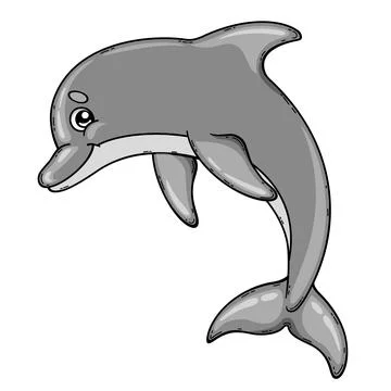 Cartoon jumping dolphin vector illustration-1 Stock Illustration