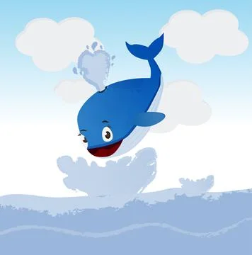 Cartoon jumping whale Stock Illustration