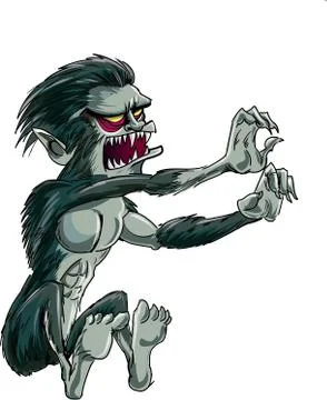 Cartoon jumping wolf-man Stock Illustration
