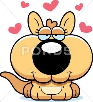 Cartoon kangaroo love Stock Illustration