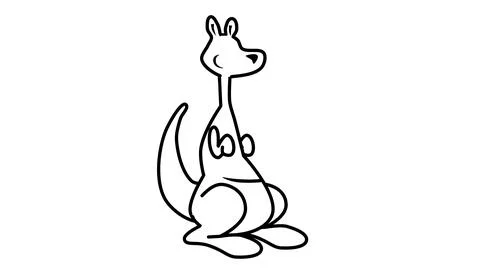 Cartoon kangaroo standing in boxing pose with red gloves muscular body Stock Illustration