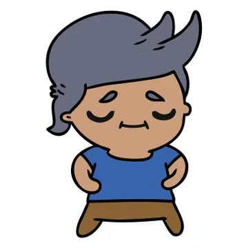 Cartoon of kawaii cute grey haired man Stock Illustration
