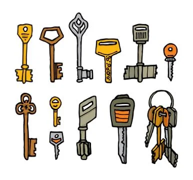 Cartoon key set Stock Illustration