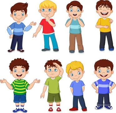 Cartoon kids with different expression Stock Illustration