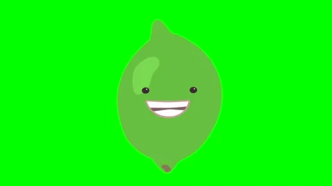 Cartoon kids talking lime loop with alpha channel. Vegetable animation on a 스톡 동영상 240979016