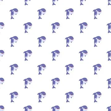 Cartoon killer whale pattern on white background Stock Illustration
