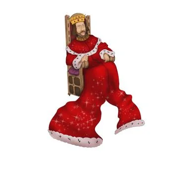 The cartoon king is sitting on the throne. Illustrazione stock