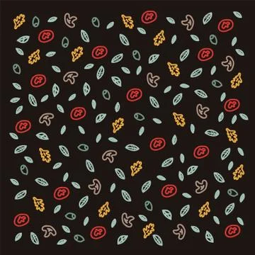 Cartoon kitchen Doodle background. Vector image design for a pizzeria or kitchen Stock Illustration