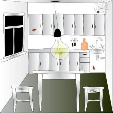 Cartoon kitchen interior. vector illustration. Stock Illustration