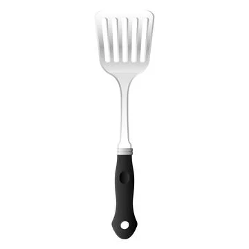 Cartoon kitchenware cultery stainless spatula with holes gray gradient color Stock Illustration