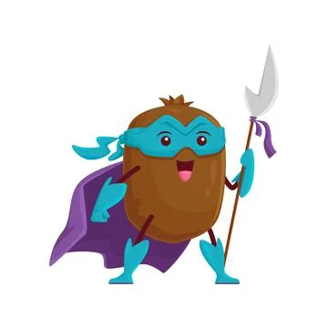 Cartoon kiwi fruit superhero vector character Illustrazione stock