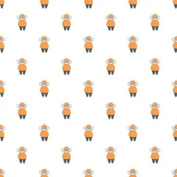 Cartoon koala animal seamless pattern on white background Stock Illustration