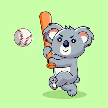 Cartoon Koala Playing Baseball Illustrazione stock