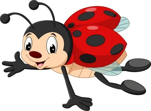 Cartoon ladybug flying Stock Illustration