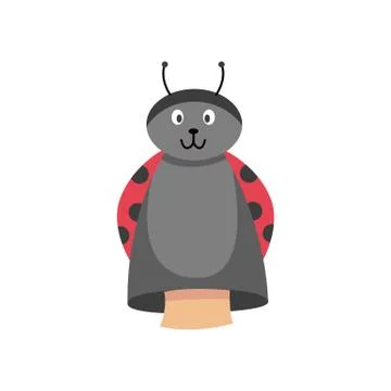 Cartoon ladybug hand puppet isolated on white background Stock Illustration