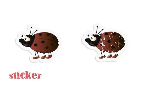Cartoon ladybug. Vector illustration in the form of a sticker in modern and r Stock Illustration