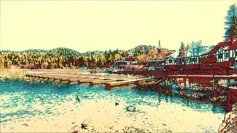 Cartoon Lake Video stock 150843334