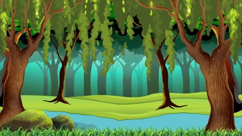 Cartoon Lake In The Forest Stock Footage 281450439