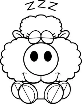 Cartoon Lamb Napping Stock Illustration