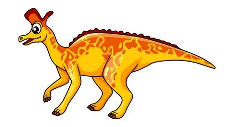 Cartoon lambeosaurus dinosaur character, vector Illustrazione stock
