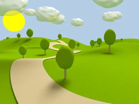 Cartoon landscape. 3D visualization Stock Illustration