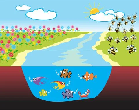 Cartoon landscape background Stock Illustration