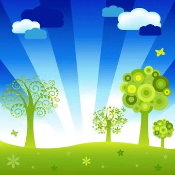 Cartoon landscape Stock Illustration