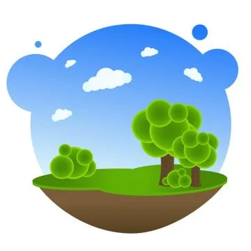 Cartoon Landscape With Trees Stock Illustration