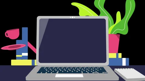 Cartoon laptop open Stock Footage 241813121