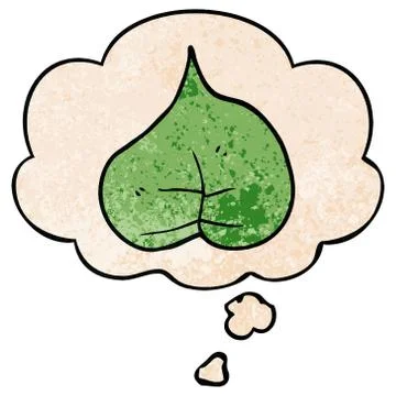 Cartoon leaf and thought bubble in grunge texture pattern style イラスト素材