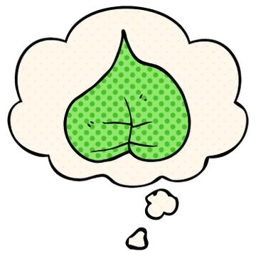 Cartoon leaf and thought bubble in comic book style Stock Illustration