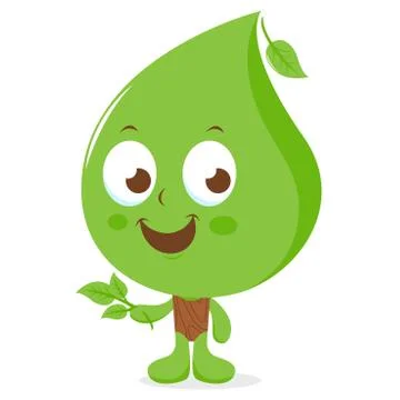 Cartoon leaf character. Vector illustration Stock Illustration