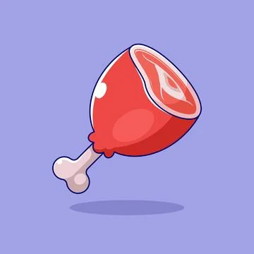 Cartoon leg bone beef steak Stock Illustration