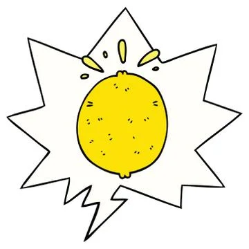 Cartoon lemon and speech bubble Stock Illustration
