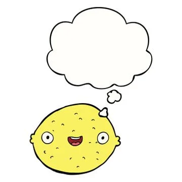 Cartoon lemon and thought bubble Stock Illustration