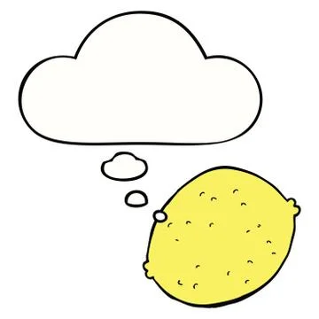 Cartoon lemon and thought bubble Stock Illustration