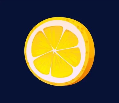 Cartoon lemon fruit slice circular piece of citrus Illustrazione stock