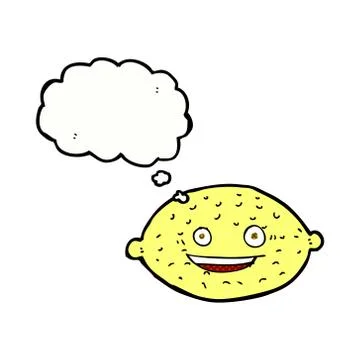 Cartoon lemon with thought bubble Stock Illustration