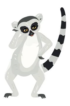 Cartoon lemur catta Stock Illustration