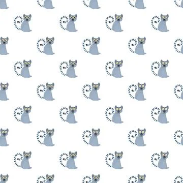 Cartoon lemur pattern designing seamless animal background Stock Illustration