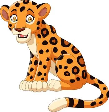 Cartoon leopard isolated on white background Stock Illustration